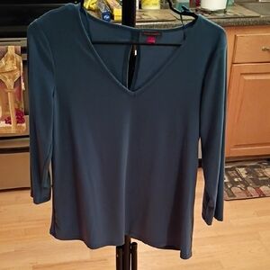 Vince Camuto Deep Blue V-Neck Long Sleeve Top